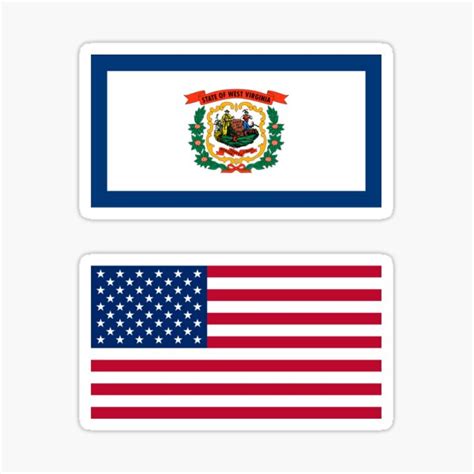 "West Virginia WV State Flag + American USA Flag" Sticker by stateusa | Redbubble