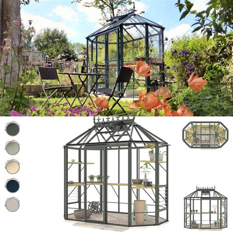 X Robinsons Renaissance Octagonal Greenhouse Old Cottage Green