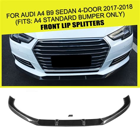 Carbon Fiber Car Front Lip Spoiler Bumper Protector For Audi A4 B9