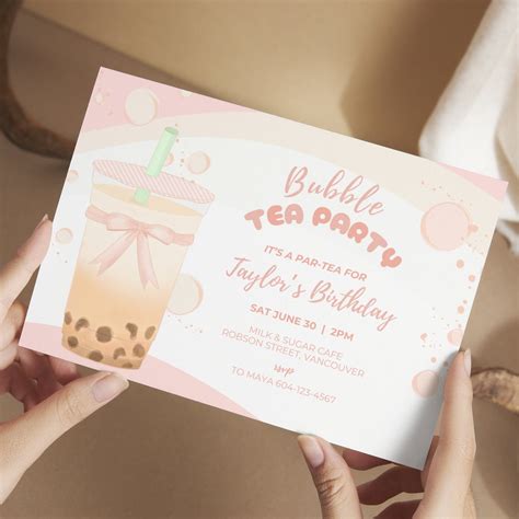 Boba Tea Birthday Invitation Template Birthday Par Tea Boba Tea Party