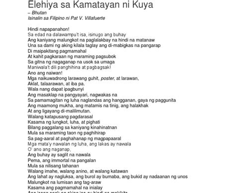 Halimbawa Ng Elehiya Na Tula Para Sa Kaibigan Paravlogs