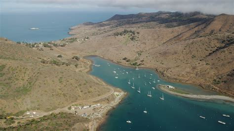 76k Stock Footage Aerial Video Flying By Sailboats In Catalina Harbor