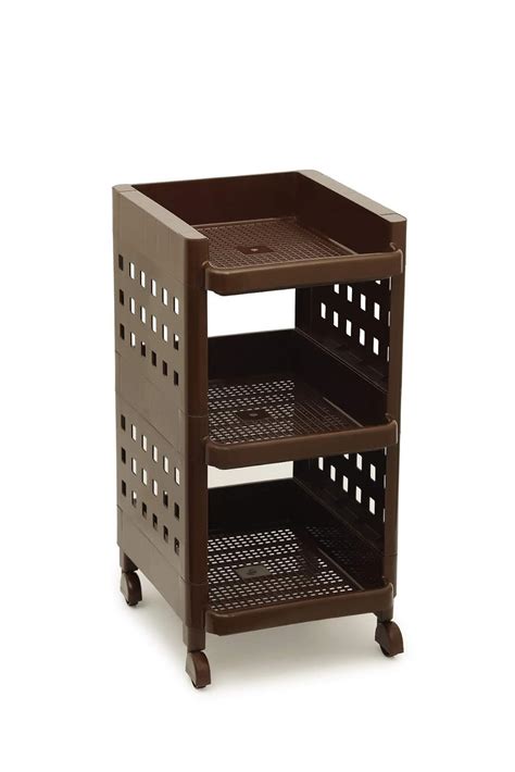 Selvel Plastic Multipurpose Utility Racks 3 Tier Brown Amazon In