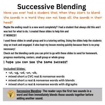 Short U Phonics Fluency Successive Blending Animated Google Slides For