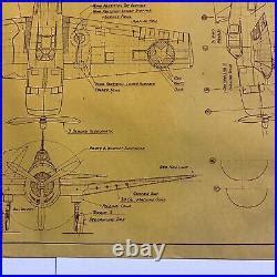 Wwii 1944 U. S. Army Air Corps Republic P-47 Thunderbolt Blueprint Ww2 ...