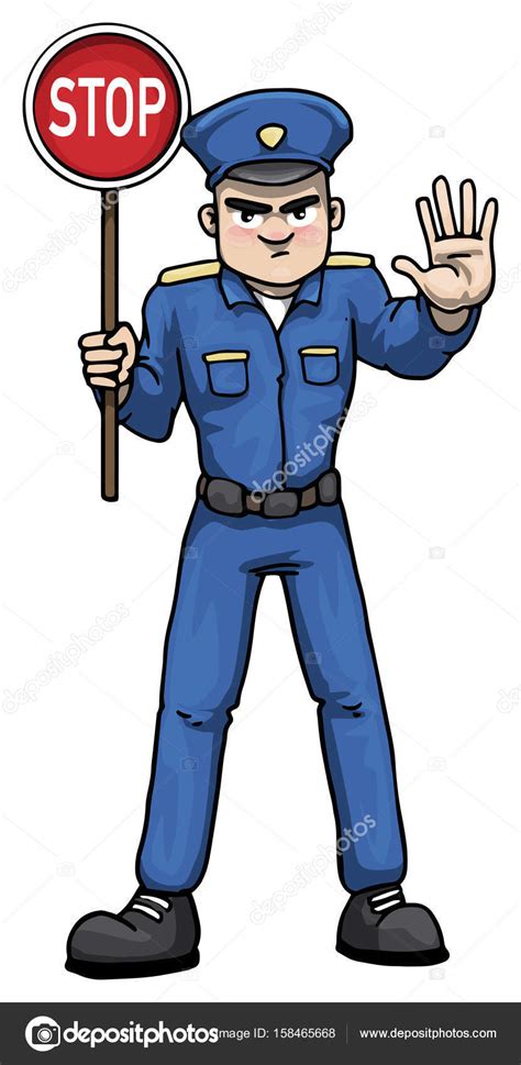 Police Officer Holding Stop Sign Stock Vector By Marija