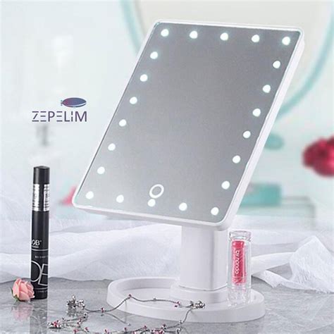 Espelho De Mesa Luz Led P Maquiagem 16leds Usb Pilha Rosa