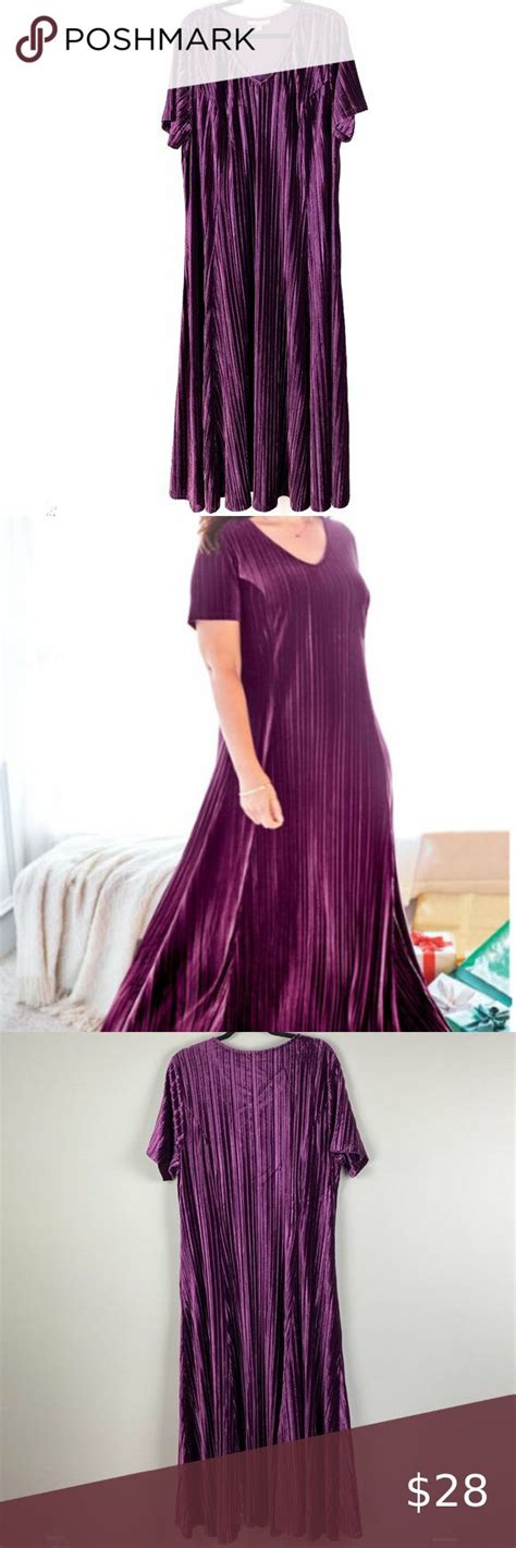 Woman Within Crinkle Velour Dress Plus Size 24W Velour Dress Plus