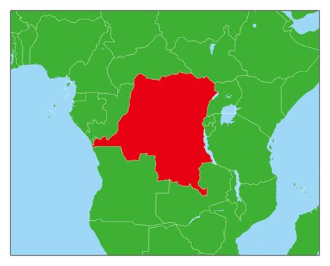 コンゴ民主共和国のフリー素材地図 世界地図