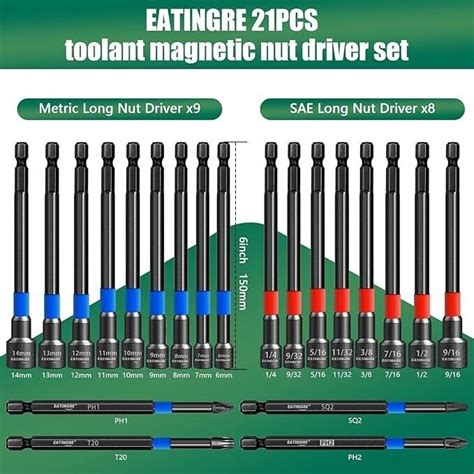 Pcs Magnetic Nut Driver Set Inch Long Nut Driver Set Sae And