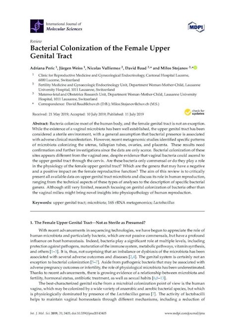 Pdf Bacterial Colonization Of The Female Upper Genital Tractbib