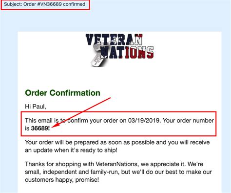 How To Know My Order Number Confirmation Email Veteran Nations