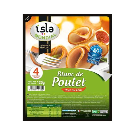 Blanc de poulet halal doré au four ISLA MONDIAL la barquette de 4