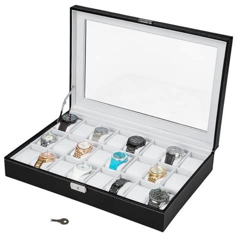 Boîte à Montre Uten 24 Grilles Coffret à Montres Présentoir à Montres