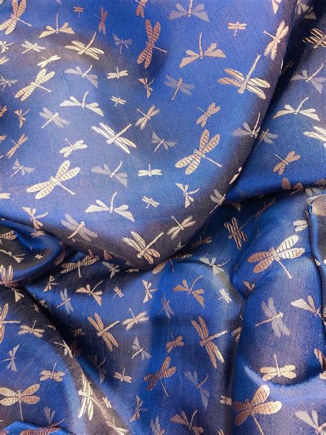 Pure Mulberry Silk Fabric By The Yard Dragonfly Pattern Etsy