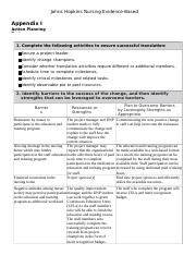 Actionplanningtool Docx Johns Hopkins Nursing Evidence Based