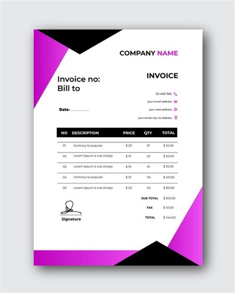 Premium Vector Vector Aesthetic Modern Business Invoice Design Template