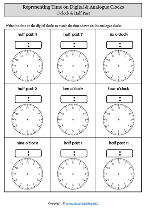 Telling Time Worksheets O Clock Half Past Quarter To EasyTeaching