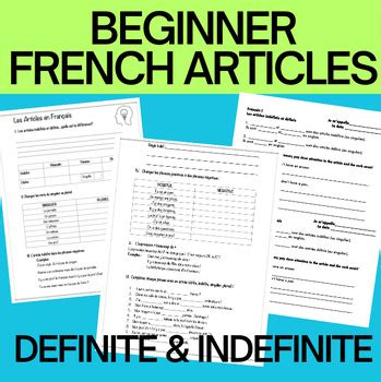 French Déterminants Les Articles Définis et Indéfinis Avoir Negation