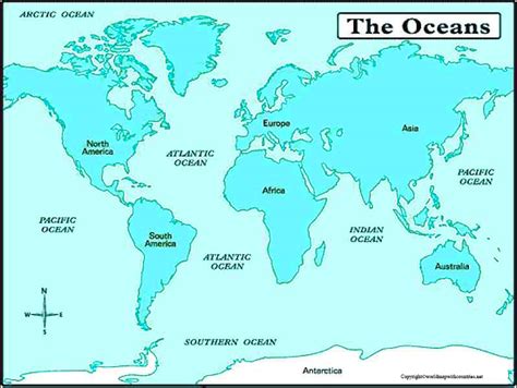 4 Free Printable Southern Ocean World Maps in PDF