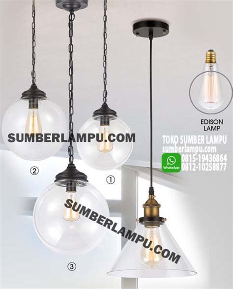 Lampu Gantung Bulat Transparan Edison Bulb Sumberlampu