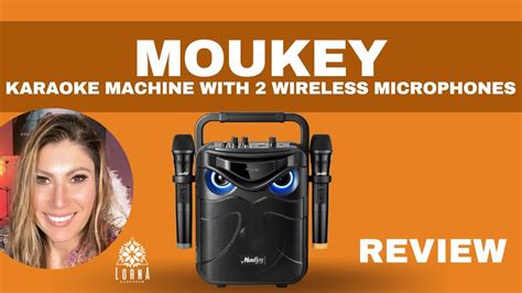 Moukey Karaoke Machine With 2 Wireless Microphones Portable Bluetooth