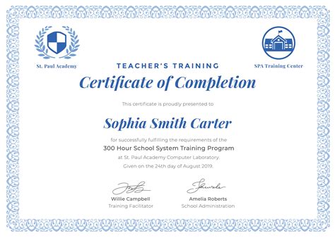 Free Teacher's Training Completion Certificate Template in Adobe Photoshop, Illustrator ...