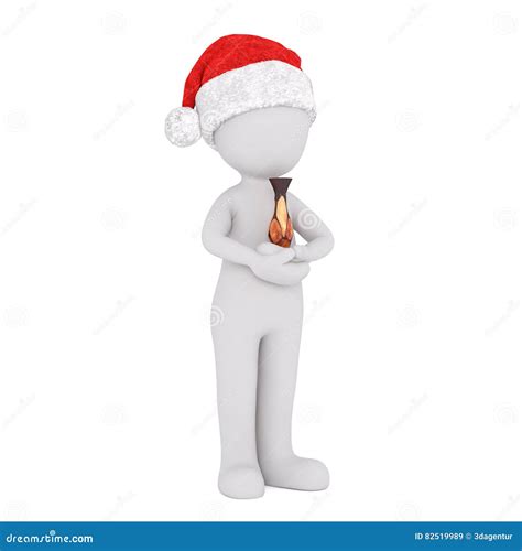 3d Toon In Santa Hat Holding Antique Vase Stock Illustration