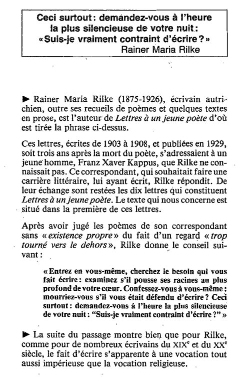 Lettres à un jeune poète Rainer Maria Rilke Fiche de lecture