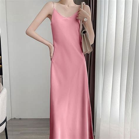 Elegant And Alluring Women S Sexy V Neck Satin Long Dress For Club