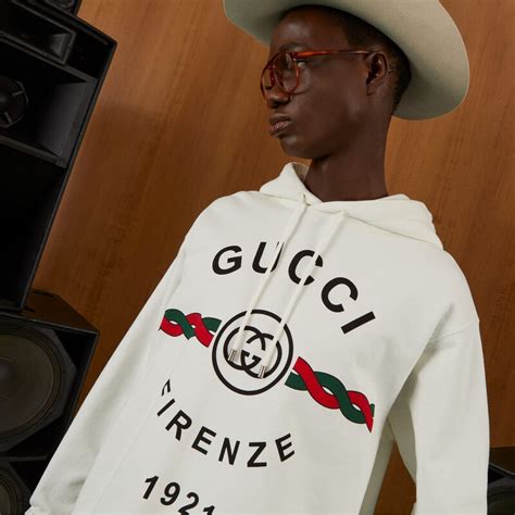 Cotton Gucci Firenze Hooded Sweatshirt In White Gucci Us