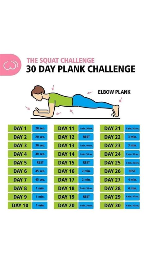 The Squat Challenge 30 Day Plank Challenge Exercise Workout 30