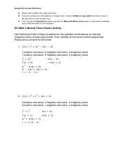 Evan Nixon NC Math 3 Module Three Honors Activity Attempt 2 Pdf