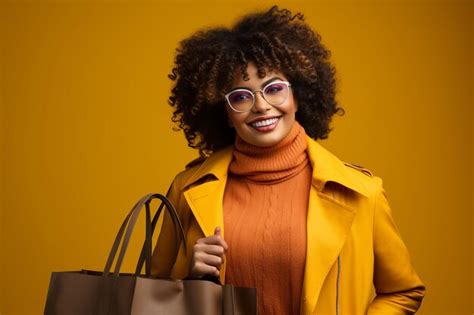 Premium Ai Image Chic Shopping Spree Beautiful Black Woman With Bags