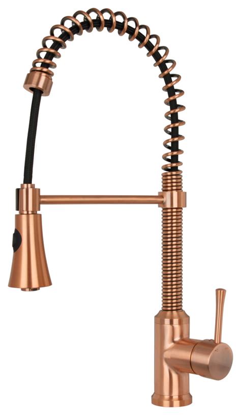 Copper Pre-Rinse Spring Kitchen Faucet with Pull Down Sprayer ...