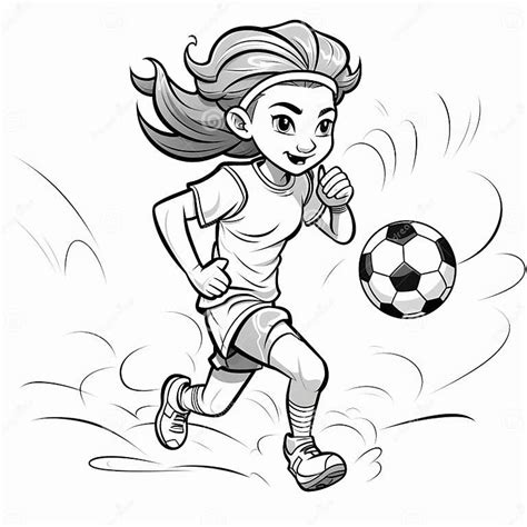 Free Cartoon Female Soccer Player Coloring Page Stock Illustration Illustration Of Character