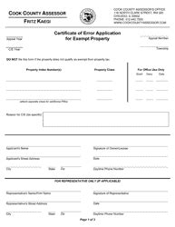 Cook County Illinois Certificate Of Error Application For Exempt