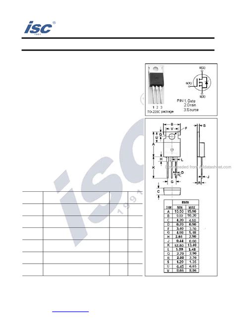 Sk Datasheet Pages Isc Isc N Channel Mosfet Transistor