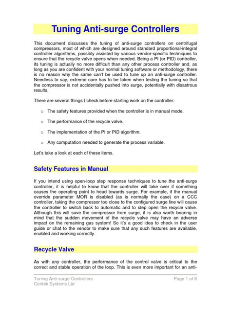 Anti Surge Controllers Control Theory Valve