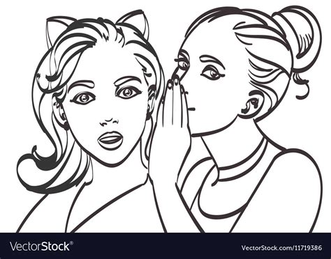 Two Young Beautiful Women Talking About Something Vector Image