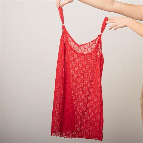 Vintage Red Lace Translucent Mesh Lingerie Top This Depop