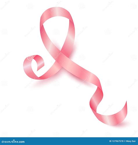 Realistic Pink Ribbon October Breast Cancer Awareness Month Stock