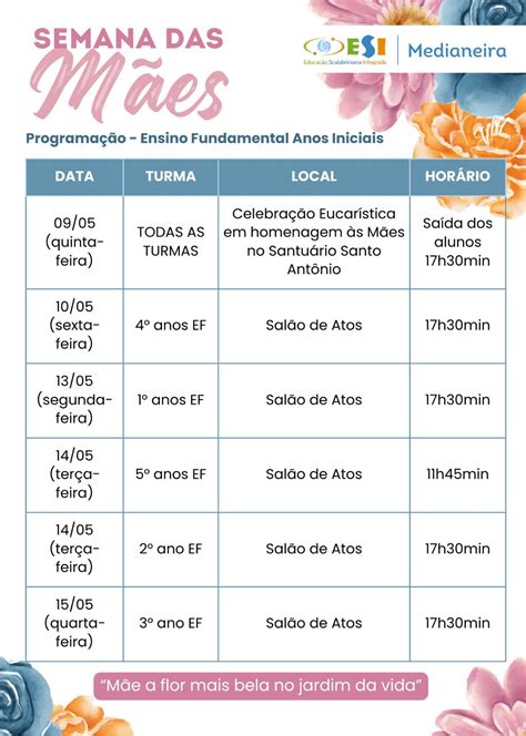 Programação Para Dia Das Mães - PROGRAMAÇÃO DIA DAS MÃES FUND 1 – Escola ESI Medianeira