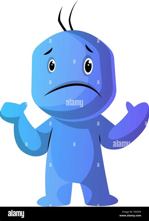 Blue cartoon caracter in dilemma illustration vector on white ...