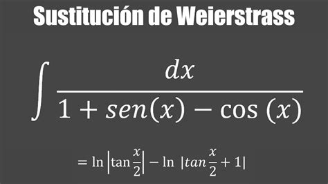 Integral por sustitución de Weierstrass Cambio de variable universal