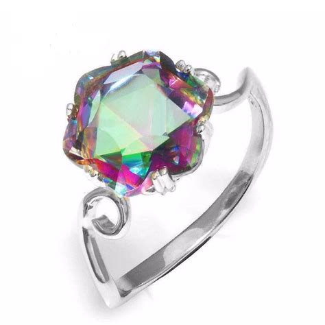 Beautiful Rainbow Silver Ring Mystic Topaz Ring Rainbow Topaz Ring