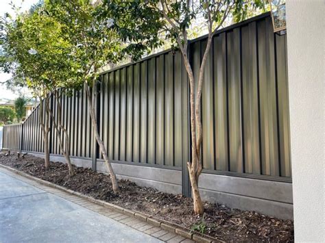 Metline Colorbond Fence With Concrete Sleepers Min Timber Fencing Installation Melbourne