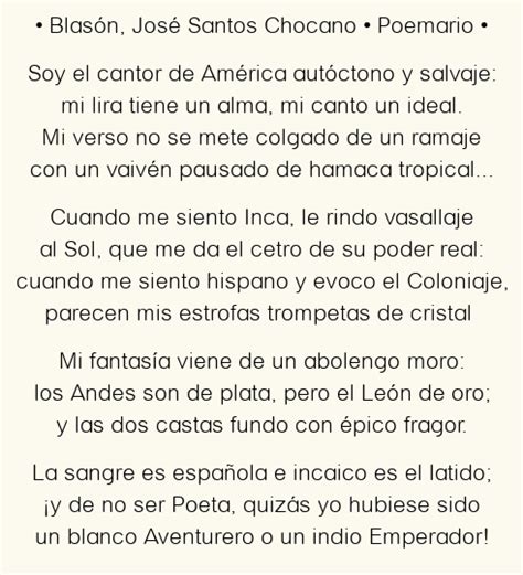 Blasón José Santos Chocano Poema original