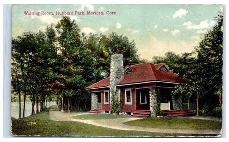 1908 Waiting Room Hubbard Park Meriden Ct Postcard United States