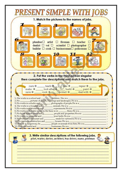 Present Simple With Jobs Pages Esl Worksheet By Jadd